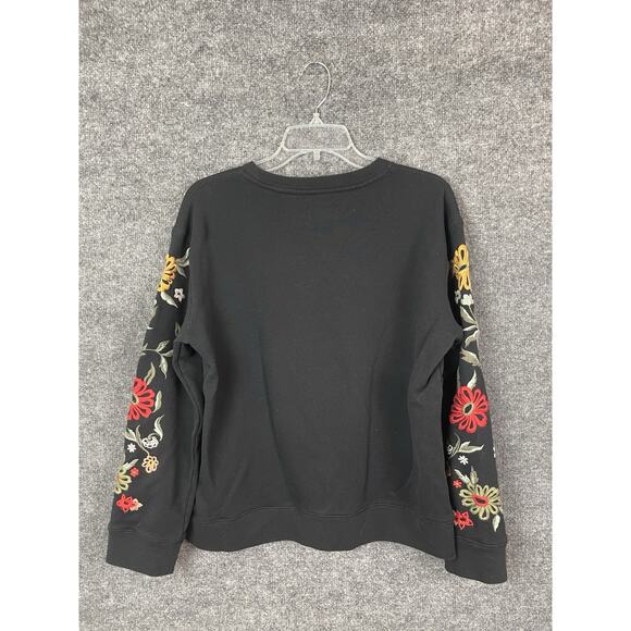 Driftwood Women’s Large Nightblooms Black with Multicolor Embroidery Sweatshirt - Picture 5 of 11